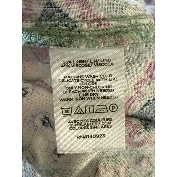 Loft Linen Blend Patchwork Blouse Top Balloon Sleeve Peasant Floral Paisley Med - Picture 11 of 16